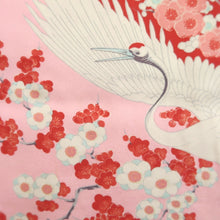 Load image into Gallery viewer, Juban Vintage(1950-1980) Red Pink Crane Birds Silk #10505B1
