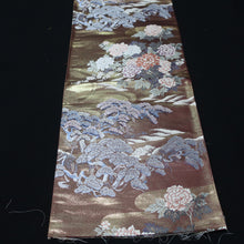 Load image into Gallery viewer, BB10067AE Silk Obi Fabric Peony Brown 54.7x10.6in(139x27cm)
