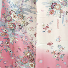 Load image into Gallery viewer, Kimono Pink Plum blossom Peony Wisteria Silk #9926B4
