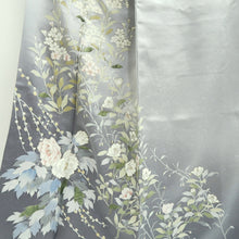 Load image into Gallery viewer, Kimono Light Gray Peony Camellia Silk #9648J2
