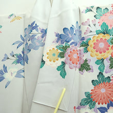 Load image into Gallery viewer, Furisode Blueish Gray Floral pattern Tall Silk #11083A5
