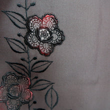 Load image into Gallery viewer, Haori Jacket Vintage(1950-1980) Black Red Sheer Floral pattern Embroidery Silk #10965F3
