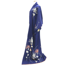 Load image into Gallery viewer, Kimono Vintage(1950-1980) Purplish Blue Chrysanthemum Silk #10779D4

