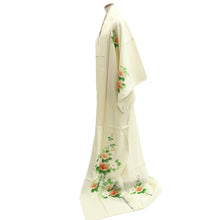 Load image into Gallery viewer, Kimono Vintage(1950-1980) Cream white See-Through Flower Tall Silk #10276E4
