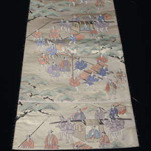 BB10057AD Silk Obi Fabric Samurai Green Beige 51.6x10.6in(131x27cm)