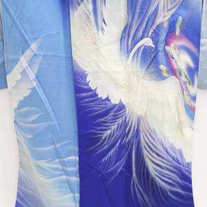 Furisode Blue Peacock Tall Silk #9709J5