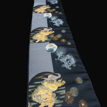 Load image into Gallery viewer, BB10097AF Silk mix Obi Fabric Shi-Shi Gold 92.5x11.8in(235x30cm)
