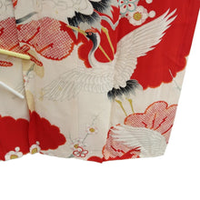 Load image into Gallery viewer, Juban Vintage(1920-1950) Red White Crane Birds Silk #10380F4

