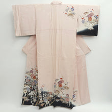 Load image into Gallery viewer, Kimono Pink Black Crane Birds Plum blossom Silk #9668J3
