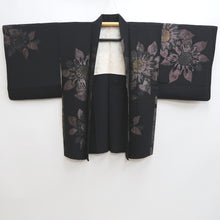 Load image into Gallery viewer, Haori Jacket Vintage(1950-1980) Black Flower Silk #10053C5
