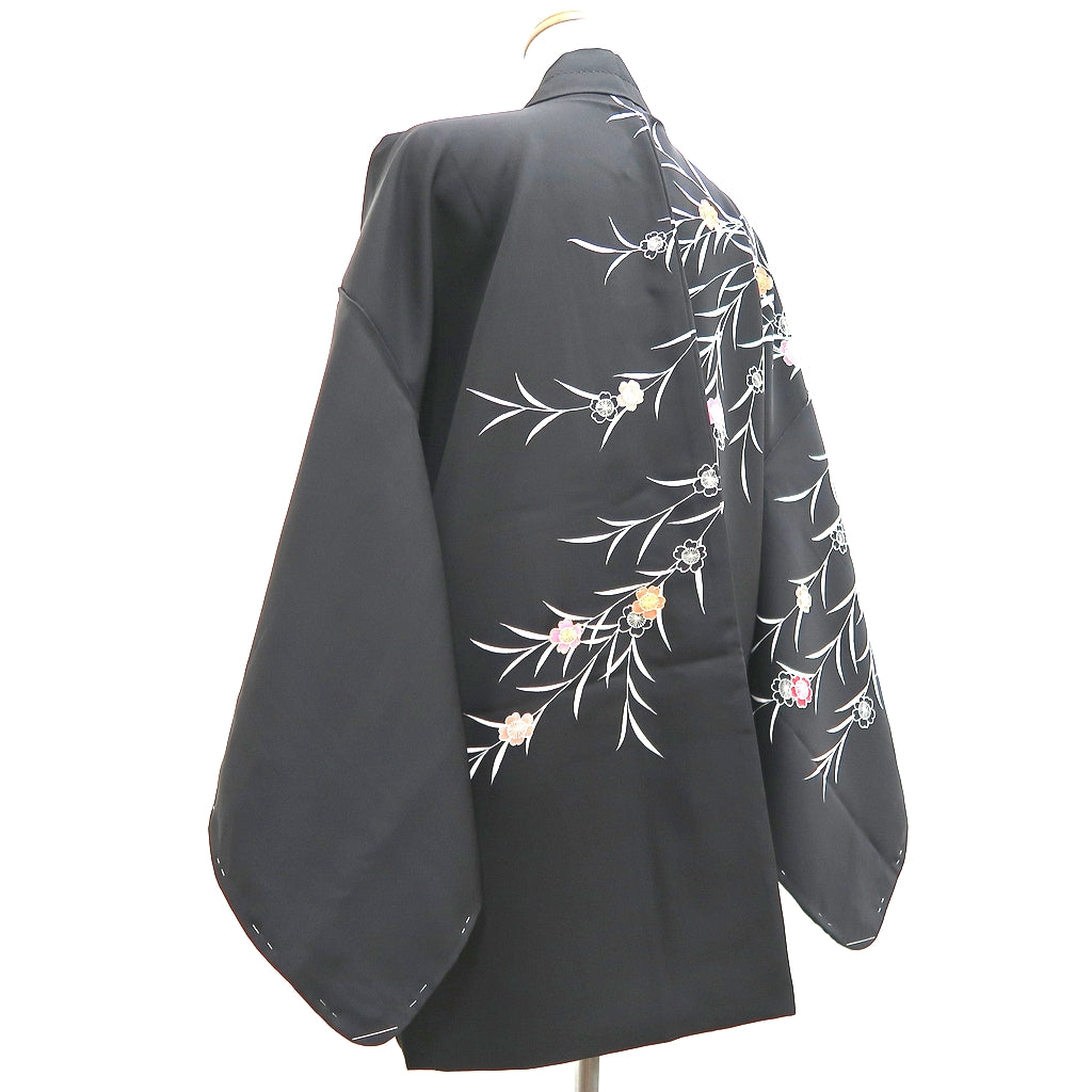Haori Jacket Vintage(1950-1980) Black Shidare Sakura Silk #9806B1