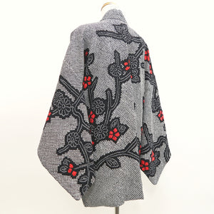 Haori Jacket Vintage(1950-1980) Black Shibori Plum blossom Branch Silk #9840B1