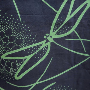 Yukata Vintage(1950-1980) Navy Dragonfly Chrysanthemum Cotton #10486B1