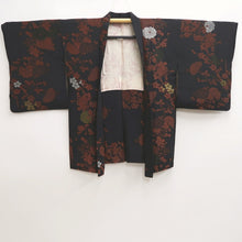 Load image into Gallery viewer, Haori Jacket Vintage(1950-1980) Black Ume Kiku Branch Silk #10113D2
