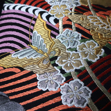 Load image into Gallery viewer, BB10087AF Silk Obi Fabric Butterfly Gold Gray 50.8x10.6in(129x27cm)
