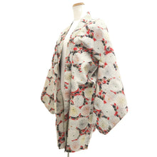 Load image into Gallery viewer, Haori Jacket Vintage(1920-1950) Red Gray Meisen Chrysanthemum Silk #11044A3
