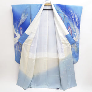 Furisode Blue Peacock Tall Silk #9709J5