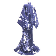 Load image into Gallery viewer, Yukata Navy Crane Birds Cotton #10348F3
