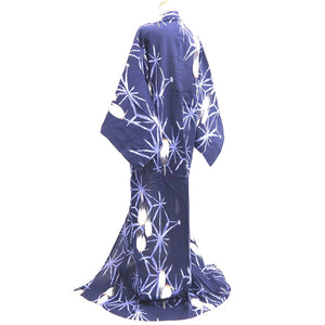 Yukata Navy Crane Birds Cotton #10348F3