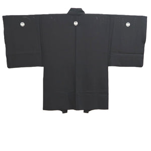 Men's Haori Vintage(1950-1980) Black See-Through Montsuki Silk #10427A3