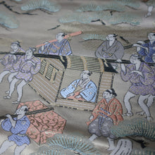 Load image into Gallery viewer, BB10057AD Silk Obi Fabric Samurai Green Beige 51.6x10.6in(131x27cm)
