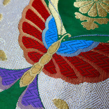 Load image into Gallery viewer, BB10077AF Silk Obi Fabric Butterfly Green 50.8x10.6in(129x27cm)
