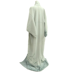 Kimono Light Gray Plum blossom Branch Silk #10535B3