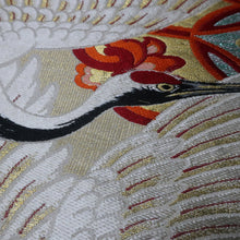 Load image into Gallery viewer, BB10107AG Silk Obi Fabric Vintage(Pre-1920) Crane Birds White 76.8x11.4in(195x29cm)
