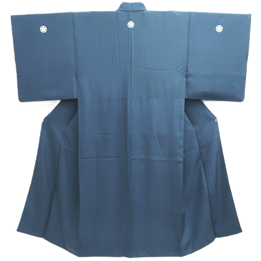 Men's Kimono Vintage(1950-1980) Dark Blue Montsuki Silk #10465A5