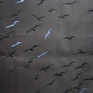 Haori Jacket Vintage(1950-1980) Black Purple See-Through Bird Silk #10218E2
