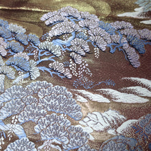 Load image into Gallery viewer, BB10067AE Silk Obi Fabric Peony Brown 54.7x10.6in(139x27cm)
