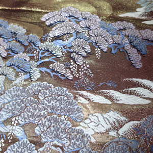 BB10067AE Silk Obi Fabric Peony Brown 54.7x10.6in(139x27cm)