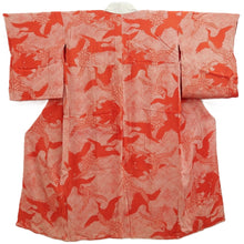 Load image into Gallery viewer, Juban Vintage(1920-1950) Red Crane Birds Silk #10367F4
