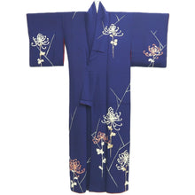 Load image into Gallery viewer, Kimono Vintage(1950-1980) Purplish Blue Chrysanthemum Silk #10779D4
