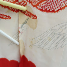 Load image into Gallery viewer, Juban Vintage(1920-1950) Red White Crane Birds Silk #10380F4
