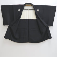 Load image into Gallery viewer, Men&#39;s Haori Vintage(1950-1980) Black Habutae Silk #9982C2
