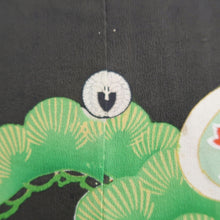 Load image into Gallery viewer, Furisode Vintage(1920-1950) Black Crane Birds Silk #11107Z1
