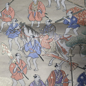 BB10057AD Silk Obi Fabric Samurai Green Beige 51.6x10.6in(131x27cm)