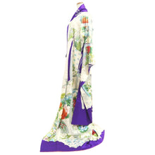 Load image into Gallery viewer, Furisode Purple Crane Birds Tall Silk #10555B4
