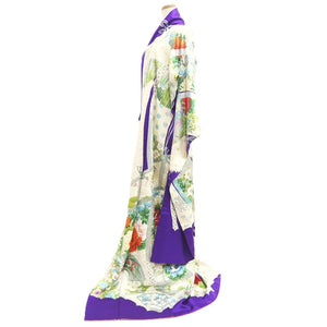 Furisode Purple Crane Birds Tall Silk #10555B4