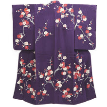 Load image into Gallery viewer, Kimono Vintage(1950-1980) Purple Plum blossom Branch Silk #10267E4

