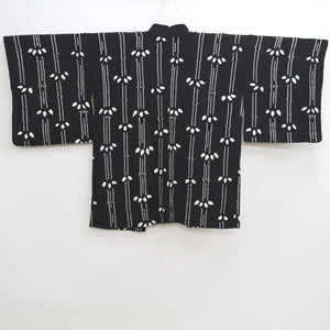 Haori Jacket Vintage(1950-1980) Black Shibori Bamboo Silk #9993C2