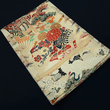 Load image into Gallery viewer, Maru Obi Vintage(1920-1950) Beige Gold Crane Birds Kiku Silk BB285V6
