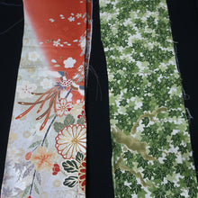 Load image into Gallery viewer, CC1005C1 Silk 8pcs Bundle Kimono Fabric Flower Blue Green 55.1x5.9in(140x15cm)
