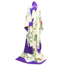 Load image into Gallery viewer, Furisode Purple Crane Birds Tall Silk #10555B4
