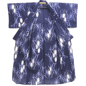 Yukata Navy Crane Birds Cotton #10348F3