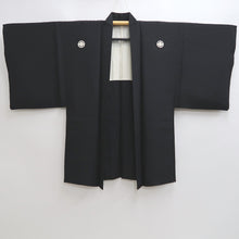 Load image into Gallery viewer, Men&#39;s Haori Vintage(1950-1980) Black Habutae Silk #9982C2
