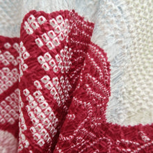 Load image into Gallery viewer, Haori Jacket White Red Blue Full Shibori Chrysanthemum Silk #10704D1
