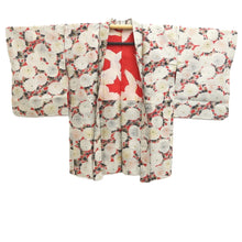 Load image into Gallery viewer, Haori Jacket Vintage(1920-1950) Red Gray Meisen Chrysanthemum Silk #11044A3
