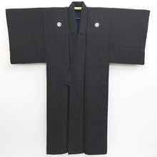 Load image into Gallery viewer, Men&#39;s Kimono Vintage(1950-1980) Black Montsuki Habutae Silk #9974C2
